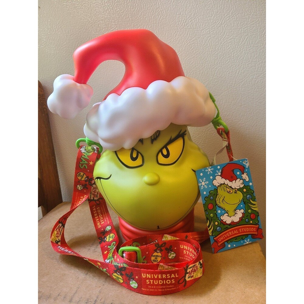 The Grinch Christmas Popcorn Bucket with Strap NWT NEW